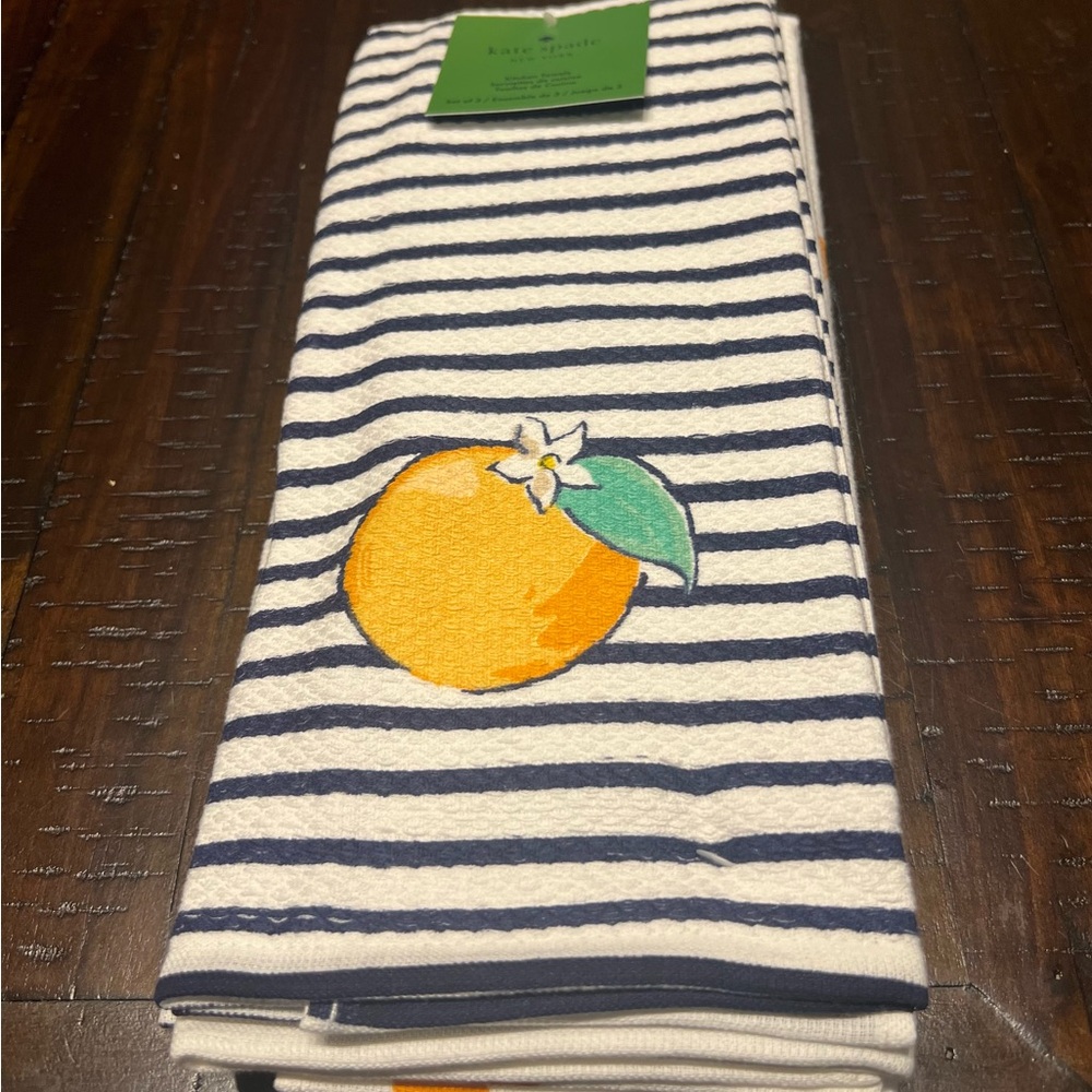Kate Spade New York Stripe Navy Blue & White Kitchen Towels Set of 3
